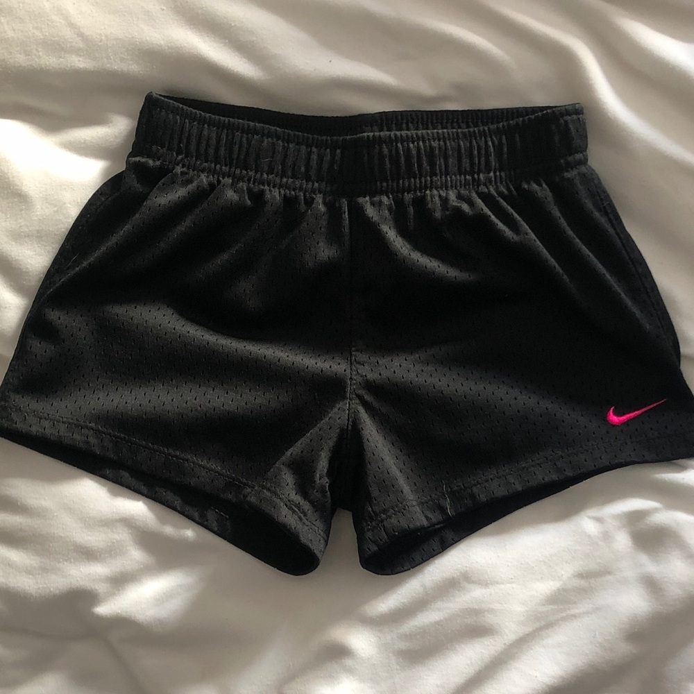 Nike Kids Black Shorts with Pink Logo